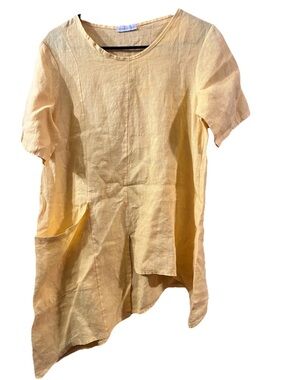 Women’s L Yellow Linen Lagenlook Relaxed Made in Italy Vintage Quite Luxury